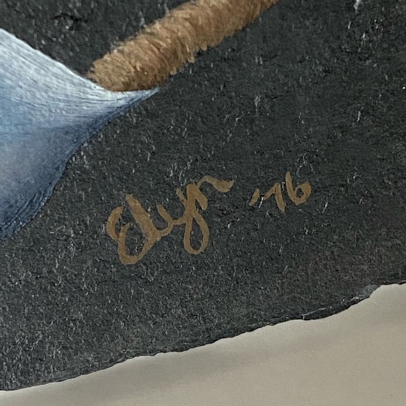 Vintage Slate Owl Painting - Picture 3 of 5